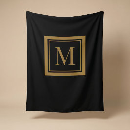 Benutzerdefiniertes schwarzes & gold gerahmtes Mon Fleecedecke