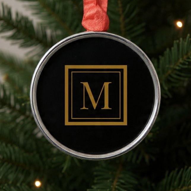 Benutzerdefiniertes schwarzes & gold gerahmtes Mon Ornament Aus Metall (Von Creator hochgeladen)