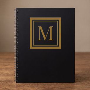 Benutzerdefiniertes schwarzes & goldenes gerahmtes notizbuch