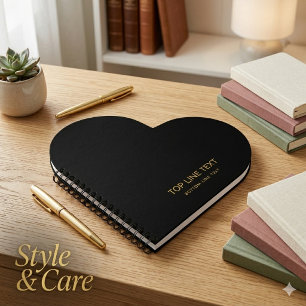 Benutzerdefiniertes schwarzes Herz Notebook mit Te Notizbuch
