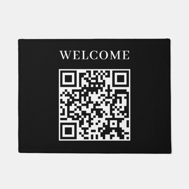 Benutzerdefiniertes schwarzes QR | Minimalistische Fußmatte (Vorderseite)