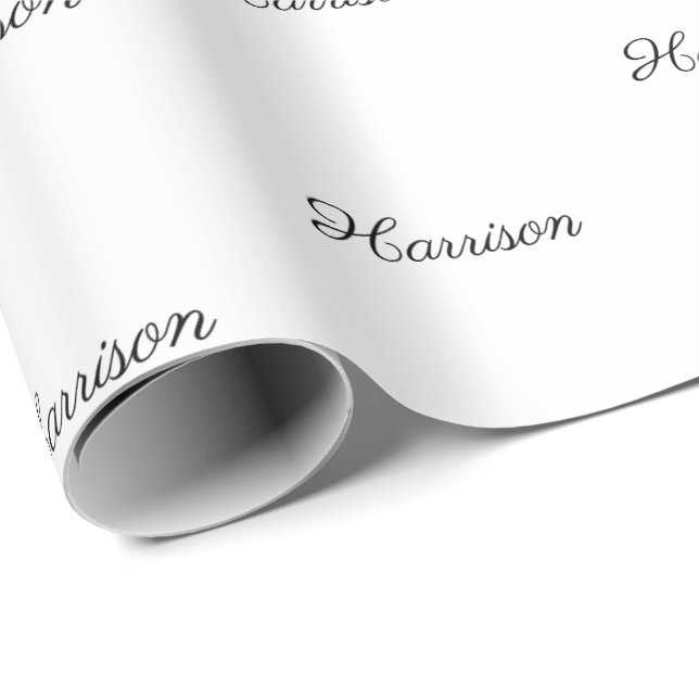 Benutzerdefiniertes schwarzes Skript Name Text ele Geschenkpapier (Rolleneckpunkt)
