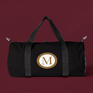 Benutzerdefiniertes schwarzes und goldenes Monogra Duffle Bag