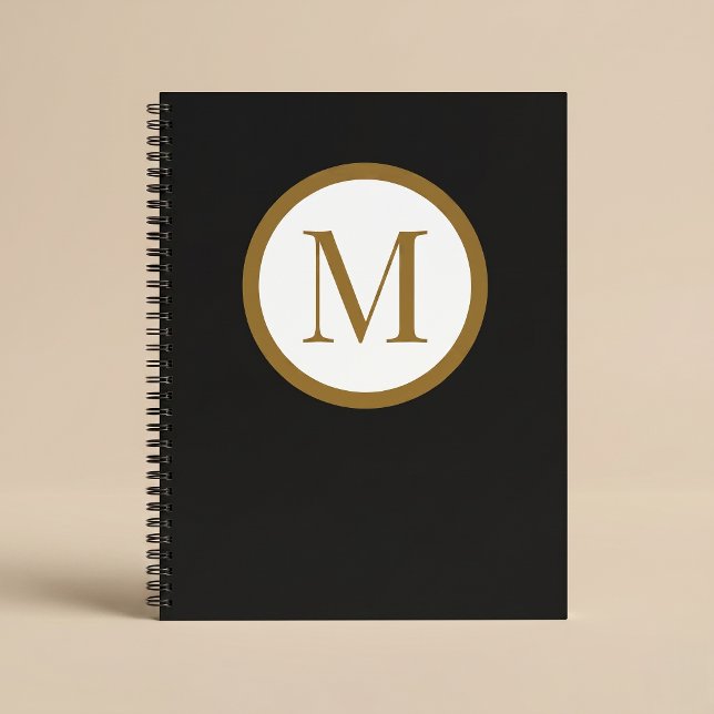 Benutzerdefiniertes schwarzes und goldenes Monogra Notizbuch (Von Creator hochgeladen)