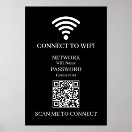 Benutzerdefiniertes schwarzes WiFi-QR | Netzwerk-P Poster