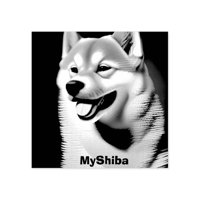 Benutzerdefiniertes Shiba Portrait Foto und Name Gummistempel (Prägung)