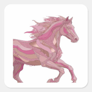 Benutzerdefiniertes Silber PINK PONY Sticker-Motiv Quadratischer Aufkleber