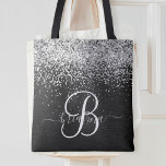 Benutzerdefiniertes Silver Glitzer Black Sparkle M<br><div class="desc">Dieses trendige,  elegante Tote-Sack-Design mit hübschem silberfarbenem Glitzer auf schwarz gebürstetem metallischem Hintergrund ist einfach zu personalisieren.</div>