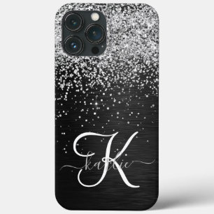 Benutzerdefiniertes Silver Glitzer Black Sparkle M Case-Mate iPhone Hülle