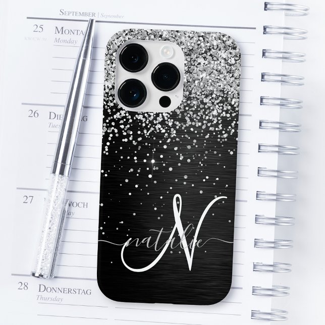 Benutzerdefiniertes Silver Glitzer Black Sparkle M Case-Mate iPhone Hülle (Von Creator hochgeladen)