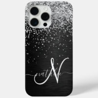 Benutzerdefiniertes Silver Glitzer Black Sparkle M