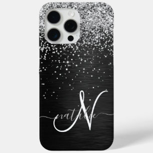 Benutzerdefiniertes Silver Glitzer Black Sparkle M Case-Mate iPhone Hülle