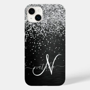 Benutzerdefiniertes Silver Glitzer Black Sparkle M Case-Mate iPhone 14 Plus Hülle