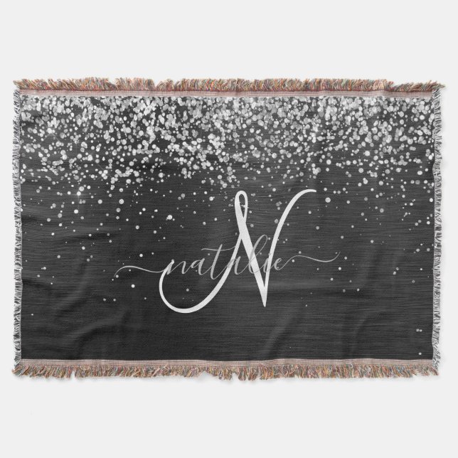 Benutzerdefiniertes Silver Glitzer Black Sparkle M Decke (Vorderseite)