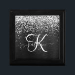 Benutzerdefiniertes Silver Glitzer Black Sparkle M Erinnerungskiste<br><div class="desc">Dieses trendige,  elegante Design mit hübsch silberfarbenem Glitzer auf schwarz gebürstetem metallischem Hintergrund macht diese Geschenkboxen leicht individueller.</div>
