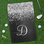 Benutzerdefiniertes Silver Glitzer Black Sparkle M Golfhandtuch<br><div class="desc">Dieses angesagte und elegante Golftücher-Design mit hübschem silberfarbenem Glitzer auf schwarz gebürstetem metallischem Hintergrund ist einfach zu personalisieren.</div>