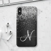 Benutzerdefiniertes Silver Glitzer Black Sparkle M