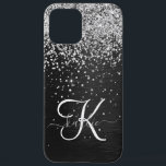 Benutzerdefiniertes Silver Glitzer Black Sparkle M iPhone 12 Pro Max Hülle<br><div class="desc">Dieses elegante,  hübsch silber funkelnde Glitzer auf schwarz gebürstetem metallischem Hintergrund ist einfach zu personalisieren.</div>