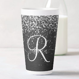Benutzerdefiniertes Silver Glitzer Black Sparkle M Milchtasse