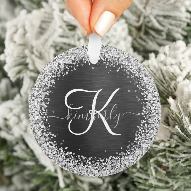 Benutzerdefiniertes Silver Glitzer Black Sparkle M Ornament (Von Creator hochgeladen)