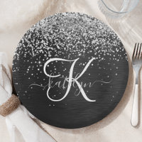 Benutzerdefiniertes Silver Glitzer Black Sparkle M