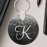 Benutzerdefiniertes Silver Glitzer Black Sparkle M Schlüsselanhänger<br><div class="desc">Dieses trendige,  elegante Design mit hübsch silberfarbenem Glitzer auf schwarz gebürstetem metallischem Hintergrund verleiht diesem Schlüsselanhänger eine angenehme Note.</div>