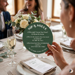 Benutzerdefiniertes "Sip and Solve" Paare Trivia H Runder Pappuntersetzer