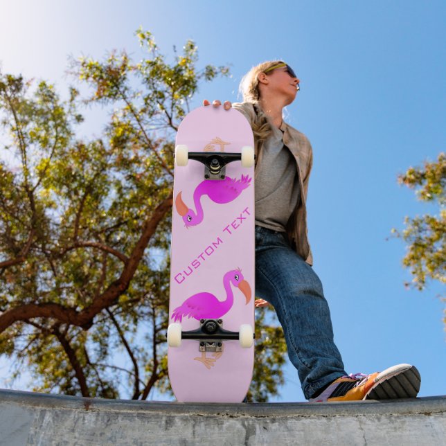 Benutzerdefiniertes Skateboard für Text - rosa Fla (Außenbereich 1)