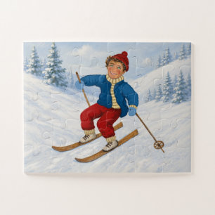 Benutzerdefiniertes Skifahrer-Übergroßes Puzzle