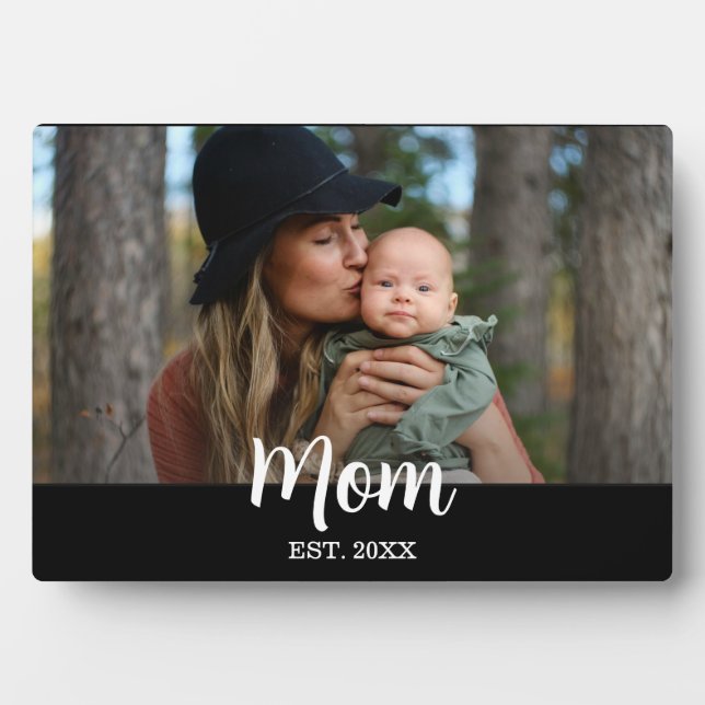 Benutzerdefiniertes Skript Mom Est. Foto  Fotoplatte (Vorderseite)