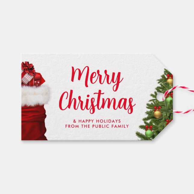 Benutzerdefiniertes Skript Rot Grün Frohe Weihnach Geschenkanhänger (Vorderseite (Horizontal))
