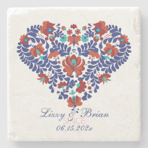 Benutzerdefiniertes Skript Ungarische Matyo-Volksk Steinuntersetzer