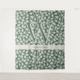 Benutzerdefiniertes Smaragdgrün-Blumen-Monogramm e Wandteppich