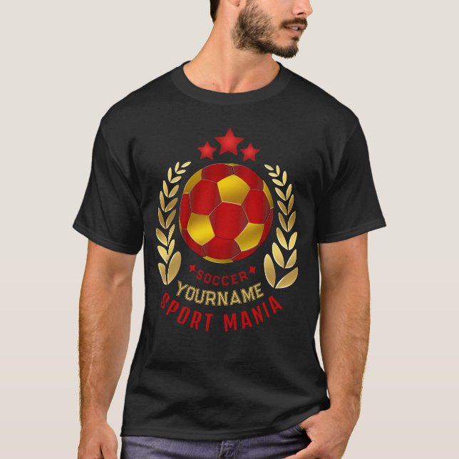 Benutzerdefiniertes Soccer Ball-Text-Design T-Shirt (Vorderseite)