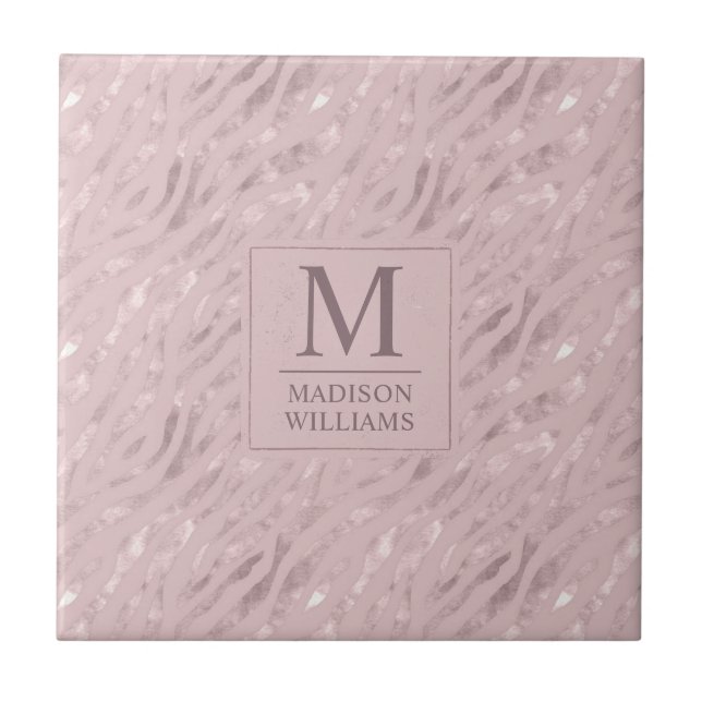 Benutzerdefiniertes Soft Blush Pastell Rosa Gold G Fliese (Vorderseite)