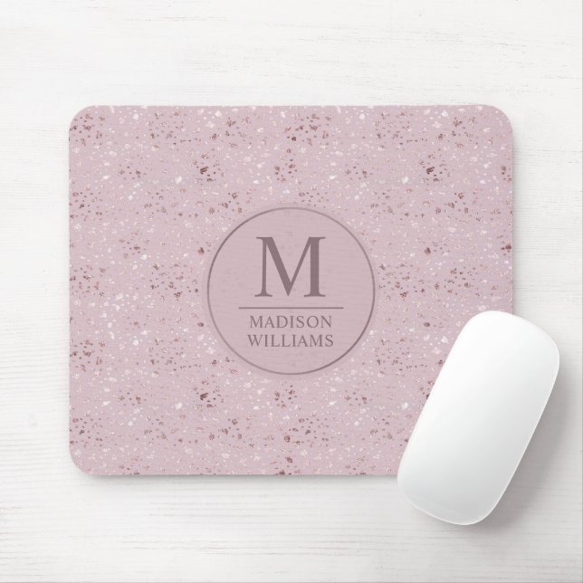 Benutzerdefiniertes Soft Blush Pastell Rosa Gold G Mousepad (Mit Mouse)