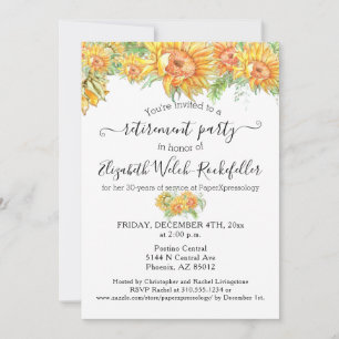 Benutzerdefiniertes Sonnenblumen Viel Glück Retire Einladung
