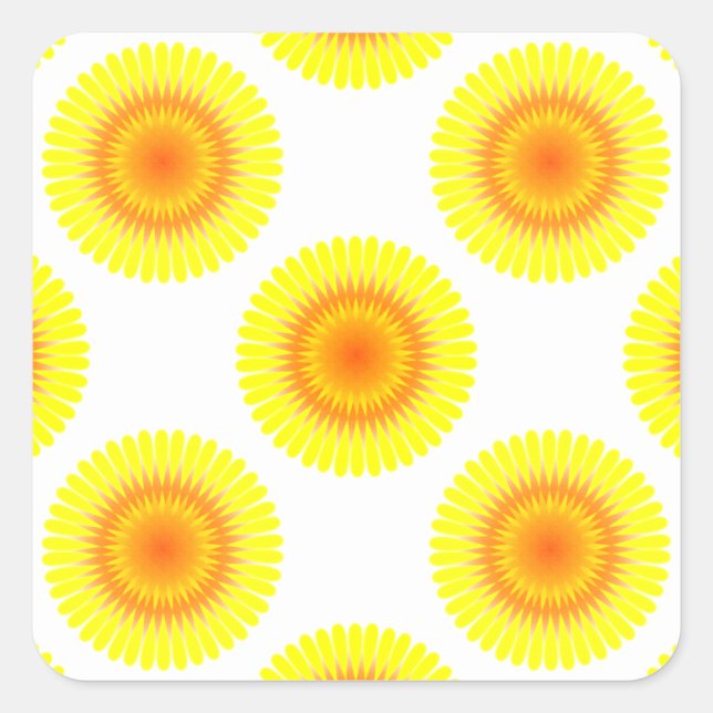 Benutzerdefiniertes Sonnenblumenmuster Quadratischer Aufkleber (Vorderseite)