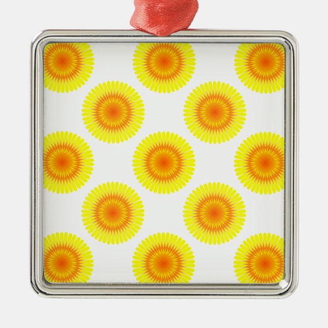 Benutzerdefiniertes Sonnenblumenmuster Silbernes Ornament (Vorne)