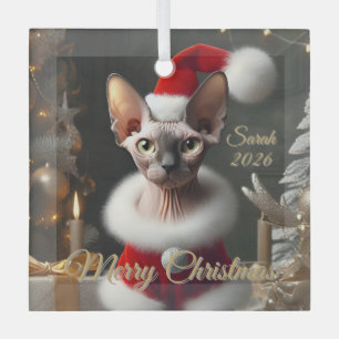 Benutzerdefiniertes Sphynx-Katzenfoto Weihnachten  Ornament Aus Glas