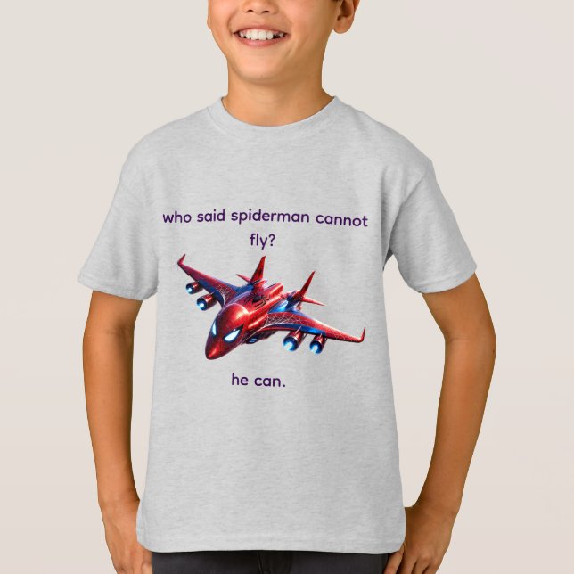 Benutzerdefiniertes Spiderman-Web-Flugzeug-Kinder- T-Shirt (Vorderseite)