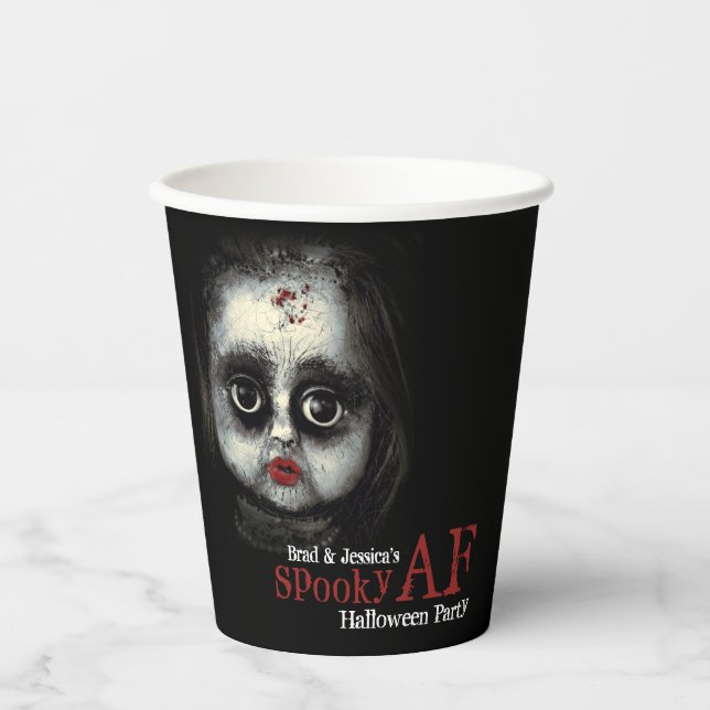 Benutzerdefiniertes Spooky AF-Halloween-Party Pappbecher (Vorderseite)