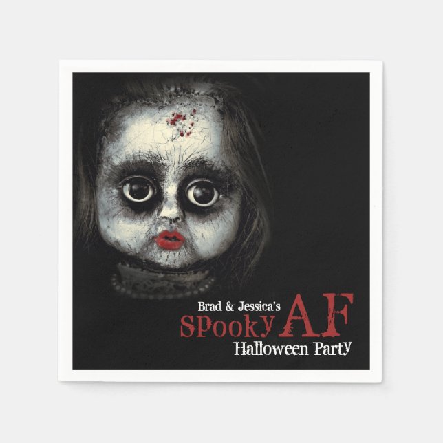 Benutzerdefiniertes Spooky AF-Halloween-Party Serviette (Vorderseite)