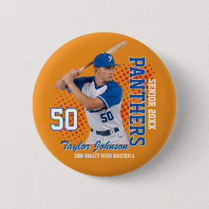 Benutzerdefiniertes Sportfoto für Senior Baseball Button