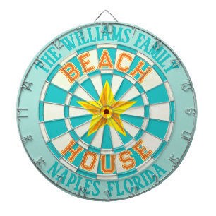 Benutzerdefiniertes Strandhaus - Türkis Aqua & Gel Dartscheibe