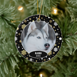 Benutzerdefiniertes süßes Haustierfoto 1. Weihnach Keramik Ornament
