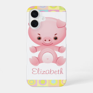 Benutzerdefiniertes süßes Kawaii rosa Schwein iPhone 16 Hülle