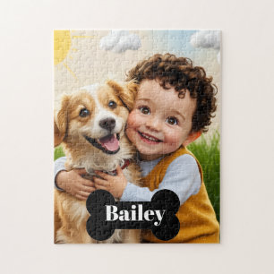 Benutzerdefiniertes Süßes Kind & Hund Puzzle Perso