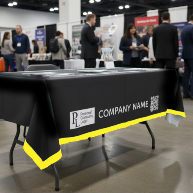 Benutzerdefiniertes Table Cover Business-Logo Gelb Tischdecke (Personalized Tablecloth business name logo. Exposition Exhibition Conference Custom Table Cover)