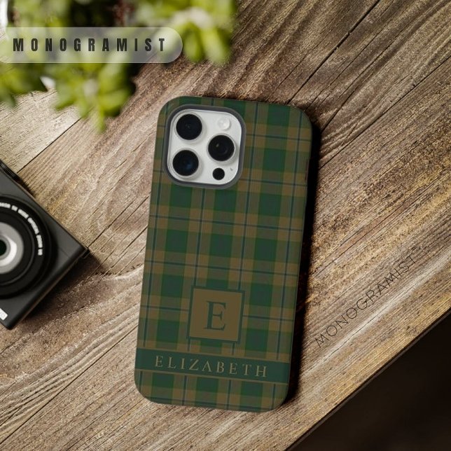 Benutzerdefiniertes Tan Brown Green Checkered Patt iPhone Hülle (Custom Tan Brown Green Checkered Pattern iPhone Case
)